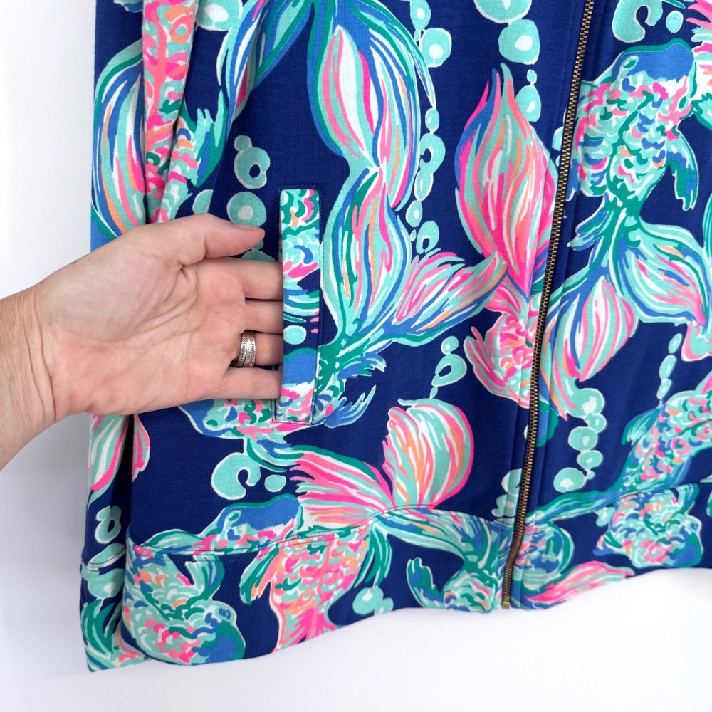 Lilly Pulitzer Full Zip Jacket XL Bright Colorful Koi Fish Print Vacation Summer - Picture 6 of 16
